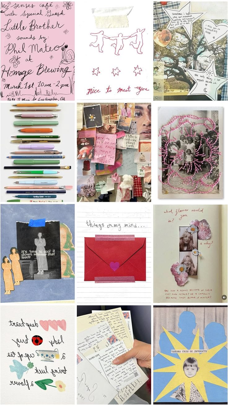 A page of handwritten creative prompts